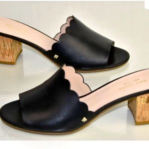 Kate Spade mule sandals black side 8, worn once.